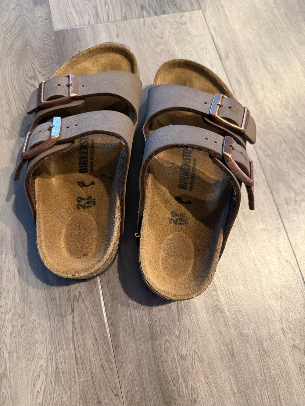 Kids Birkenstock Brown Suede Double-Buckle Slide Sandals - Picture 3 of 5